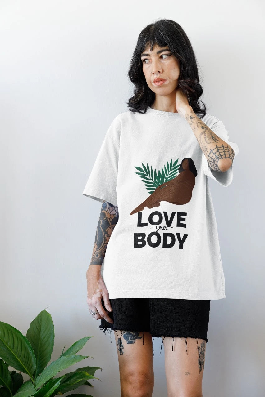 Women's Love Your body Graphic Printed Oversized T-shirt